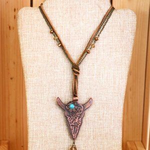 Bronze Steer Skull Necklace